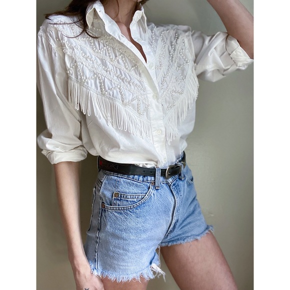 Vintage cotton fringe shirt - Picture 7 of 8